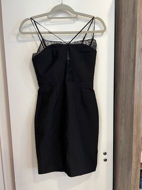 Black Lace-Trim Mini Slip Dress